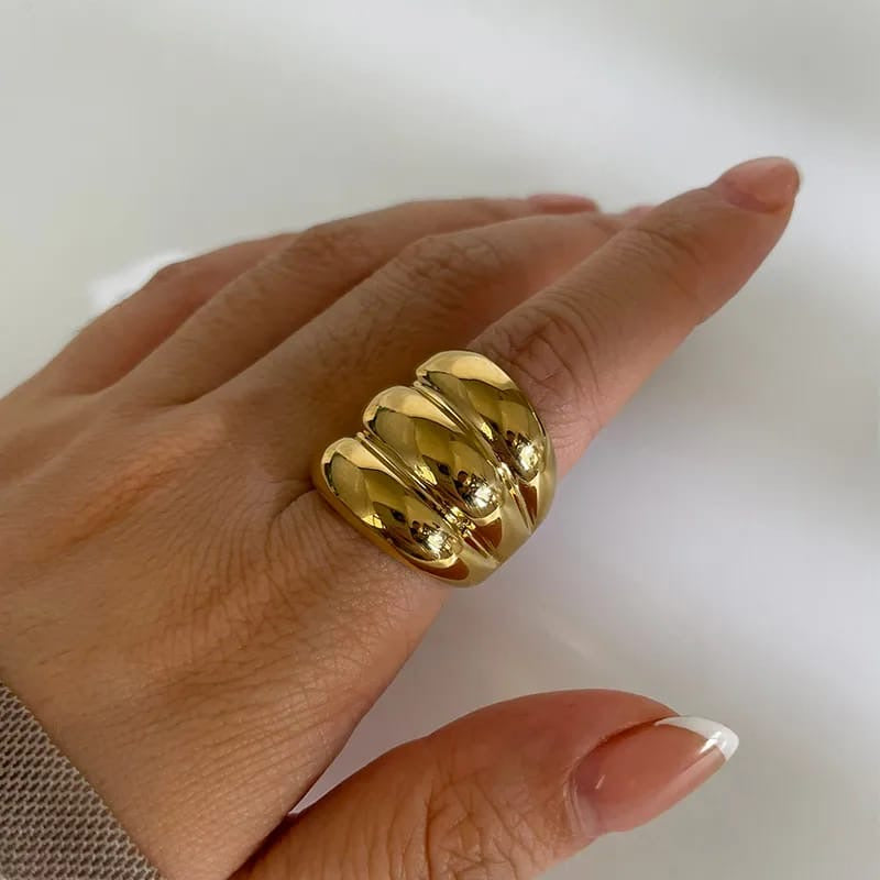 Anillo Estilo Nórdico Bloque De Color Acero Inoxidable