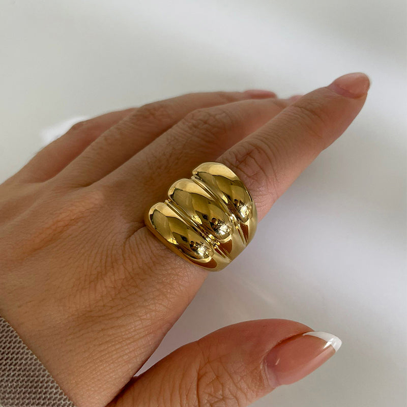 Anillo Estilo Nórdico Bloque De Color Acero Inoxidable