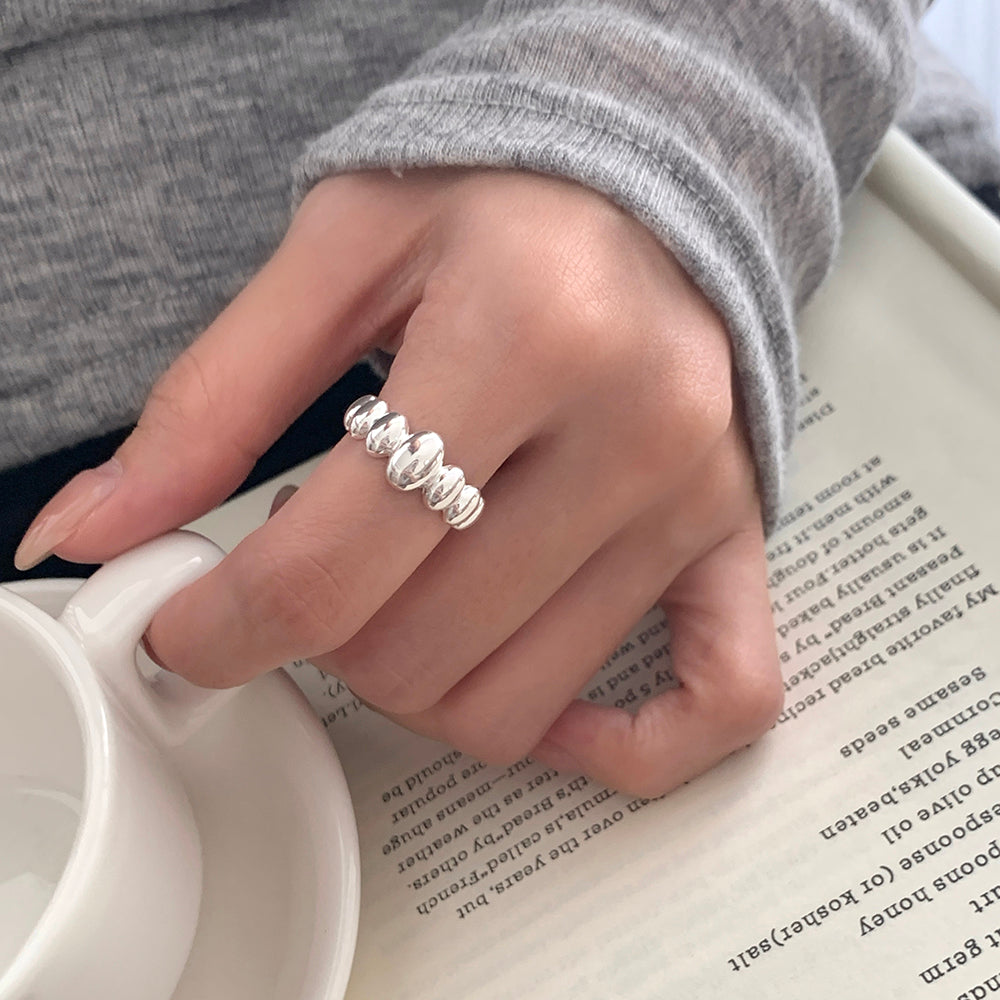 Anillo De Plata Esterlina S925 Estilo Coreano En Gradiente Oval Simplicidad Retro Moda Para Mujer Joyería De Mano Geométrica Tendencia