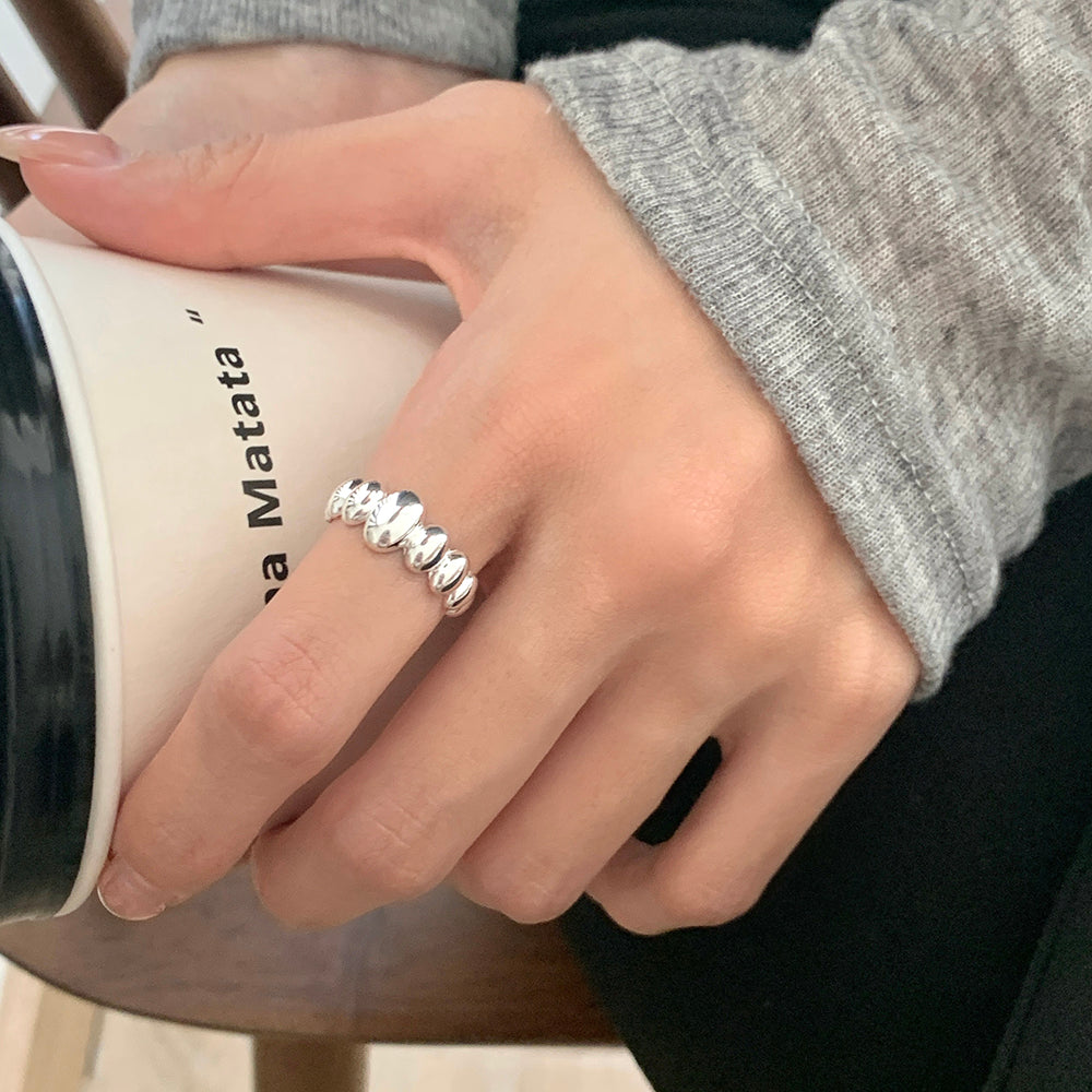 Anillo De Plata Esterlina S925 Estilo Coreano En Gradiente Oval Simplicidad Retro Moda Para Mujer Joyería De Mano Geométrica Tendencia