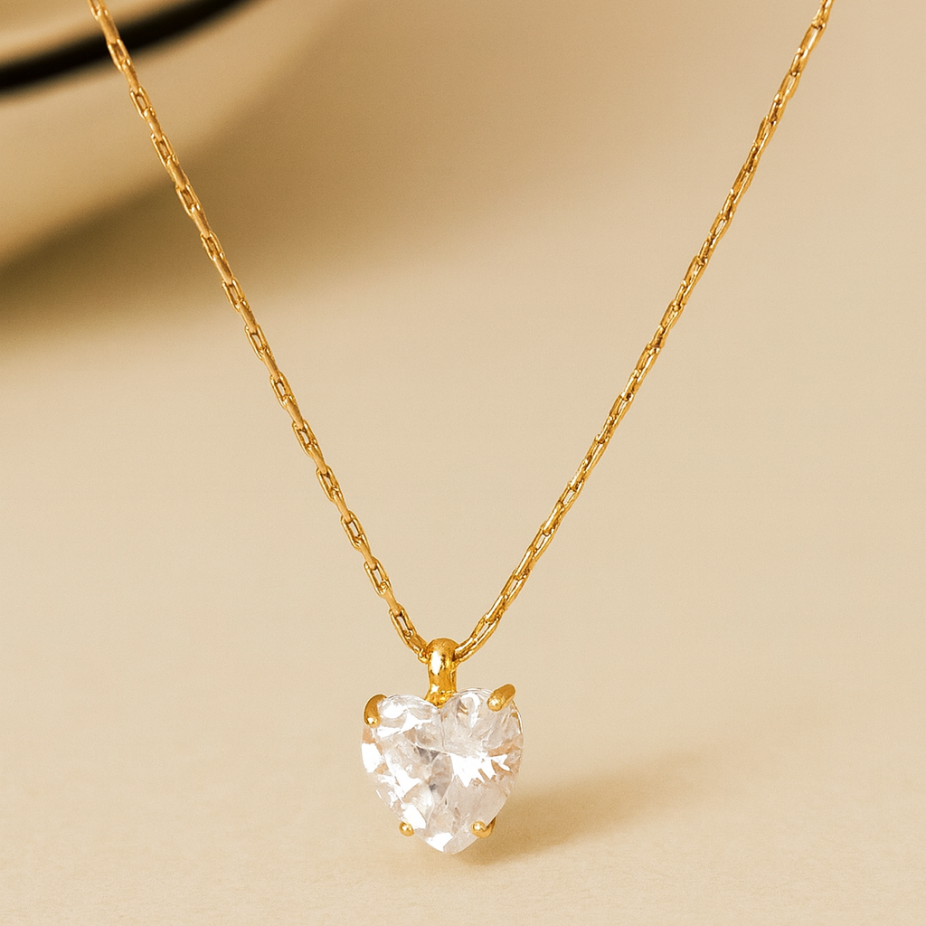 colgante con circonita redonda dorada