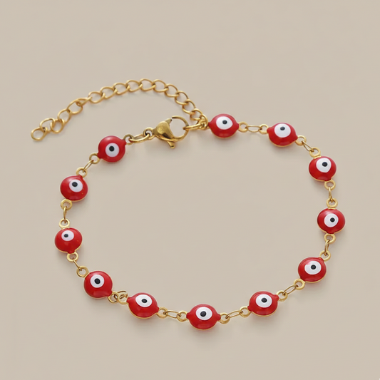 ✨ Pulsera Ojo Protector en Acero de Titanio Dorado ✨