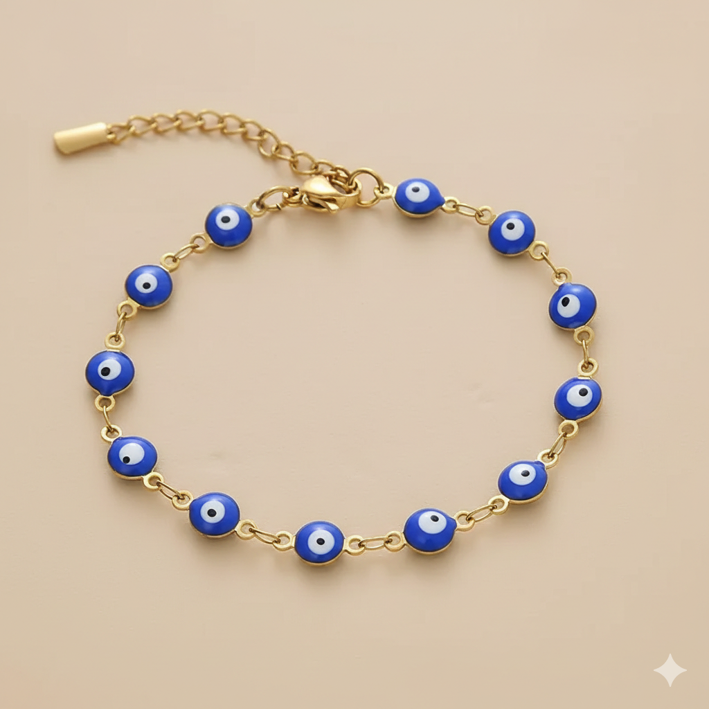 ✨ Pulsera Ojo Protector en Acero de Titanio Dorado ✨
