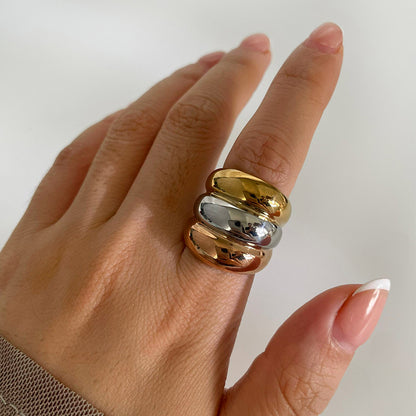 Anillo  Estilo Nórdico  Bloque De Color Acero Inoxidable
