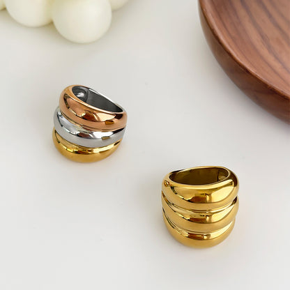 Anillo  Estilo Nórdico  Bloque De Color Acero Inoxidable