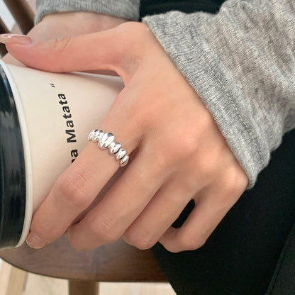 Anillo De Plata Esterlina S925 Estilo Coreano En Gradiente Oval Simplicidad Retro Moda Para Mujer Joyería De Mano Geométrica Tendencia