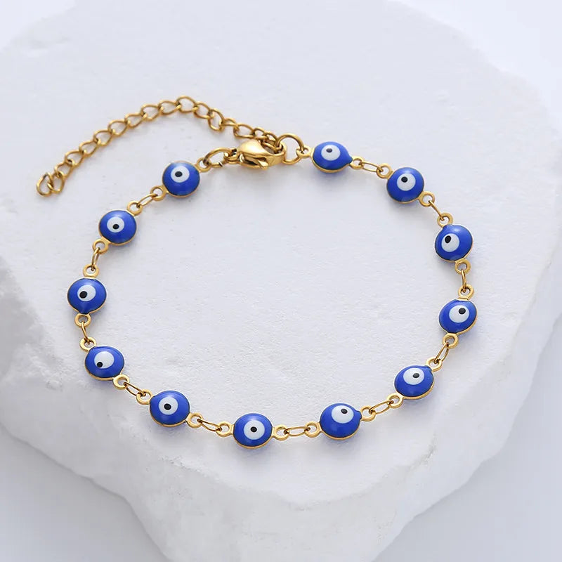 ✨ Pulsera Ojo Protector en Acero de Titanio Dorado ✨